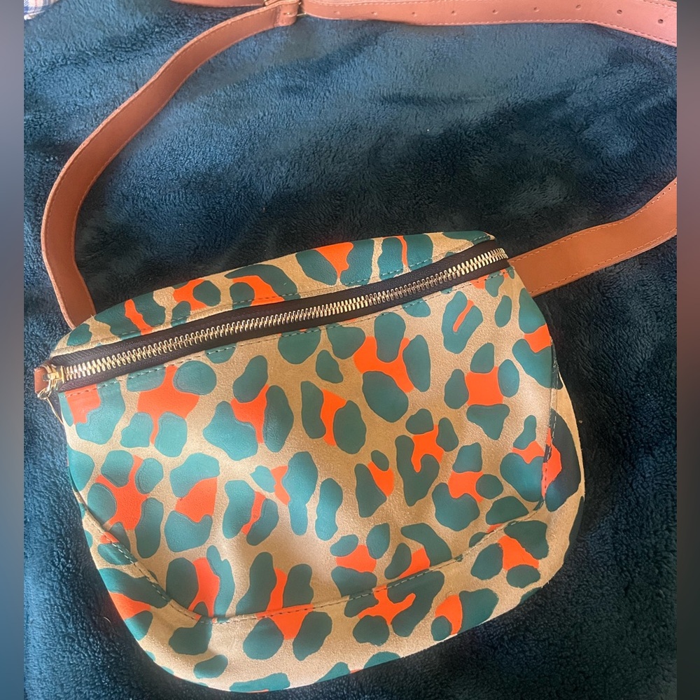 Clare V neon cat leopard Fanny belt bag